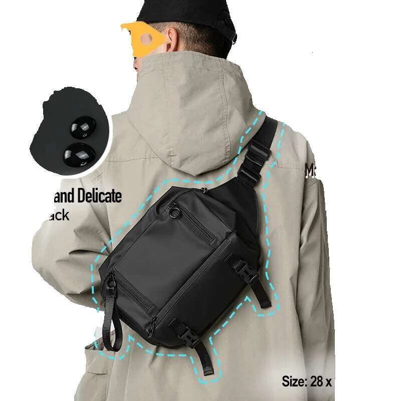 Men's Waterproof Crossbody Chest Bag With Tablet Pocket, Durable Lightweight Sg Pack Shoulder Backpack For Travel Outdoor