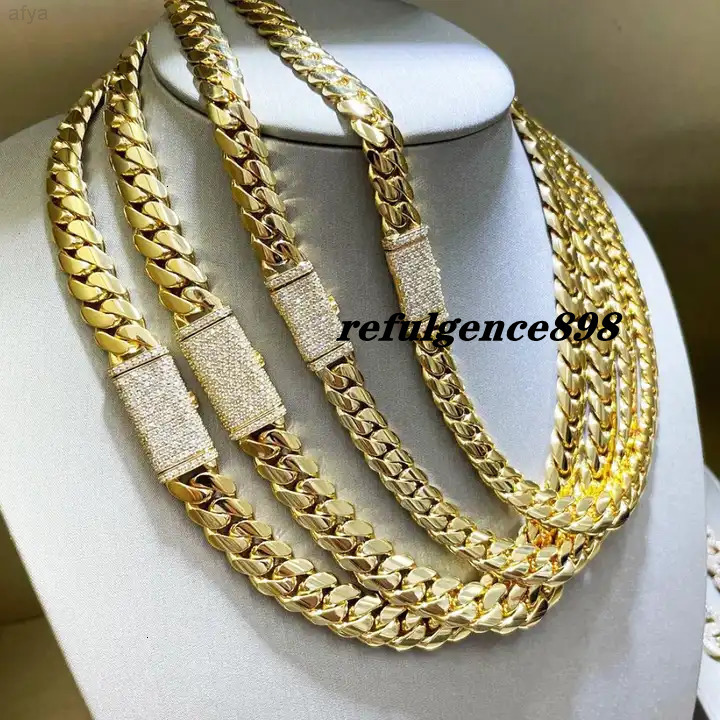 Custom Size Necklace Hip-hop Jewelry 12mm Link Chain 10k 14k 18k Gold Miami Cuban with