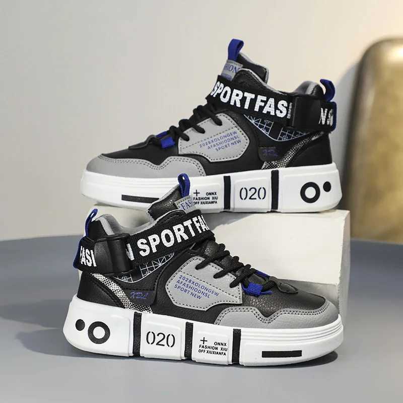 Brand childrens sports shoes casual shoes boys high board shoes leather basketball sports shoes childrens casual sports walking shoes W250324