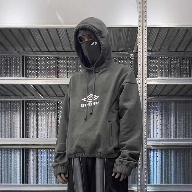 Autumn/Winter New Ins American Trendy Brand Double Hat Face Mask High Street Hoodie