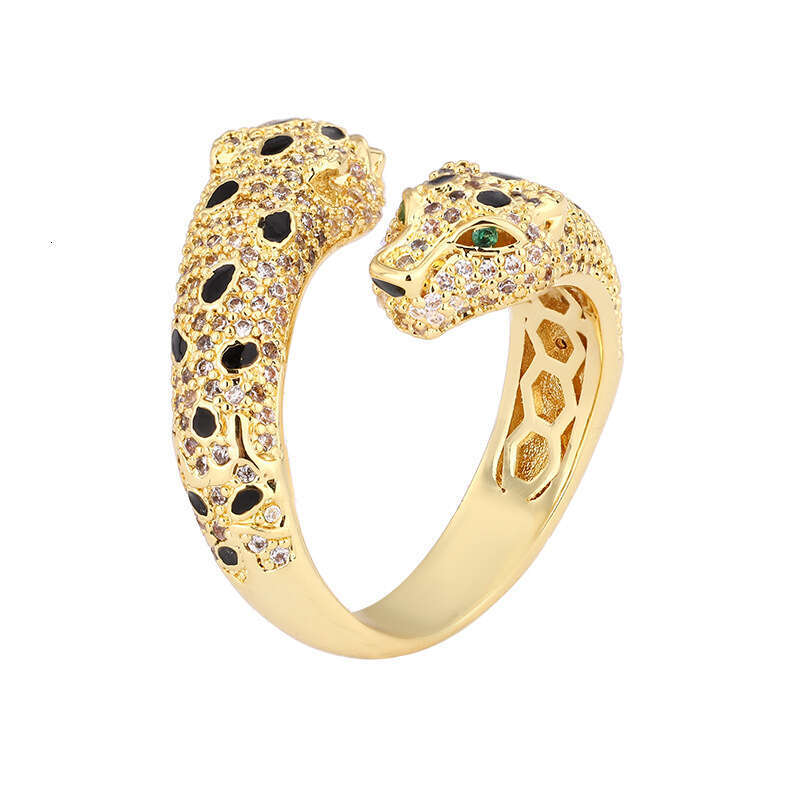 2024 New Zhuangsheng Jewelry Leopard Ring Fashion Personality Exaggerated Diamond Set