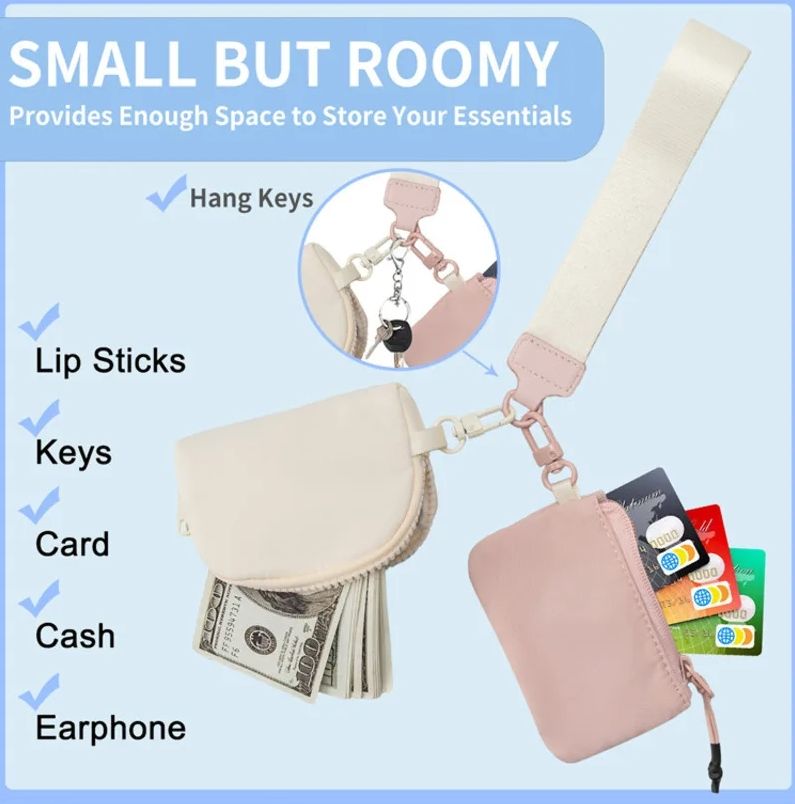 TOP 10 Colours Black cold Yohain Bag Dual Pouch Mini Zip Around Wristlet Portable Keychain Wallet Coin Purse Pocket bag coin purse butler key bag mini