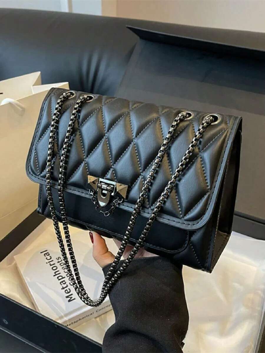 2025 New Grid Slant Designer Fashion Metal Chain Shoulder Bag Suitable for Women's Daily Leisure Use3
