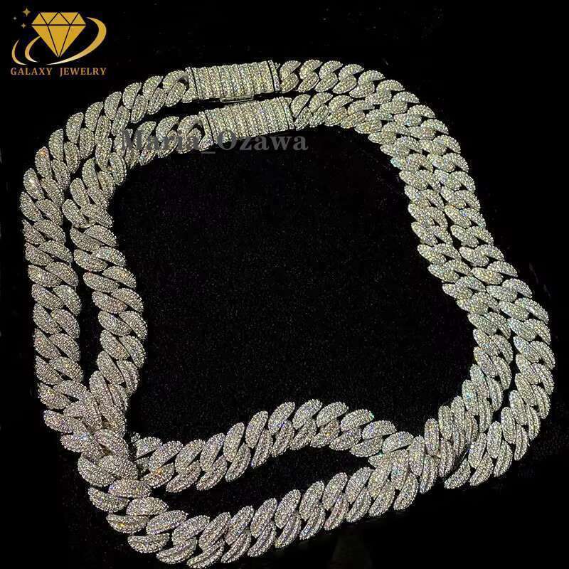 Hip Hop Jewelry Ice Out Sier Silica Chain Cuban High Quality Tested With GRA Certificate