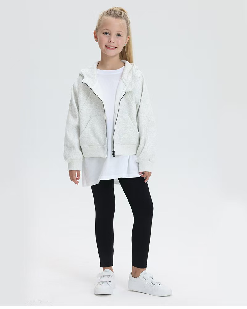 Kids Yoga Hoodie Girls Hooded Sweatershirt Coat Fleece Girl Boy Fintness Children Full Zipper Jacket Keep Warm K03