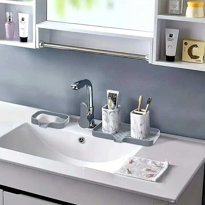 Silicone Faucet Kitchen Soap Dispenser Sponge Drain Pad Sink SplashDrying Mat Countertop Storage Tray SoapTray