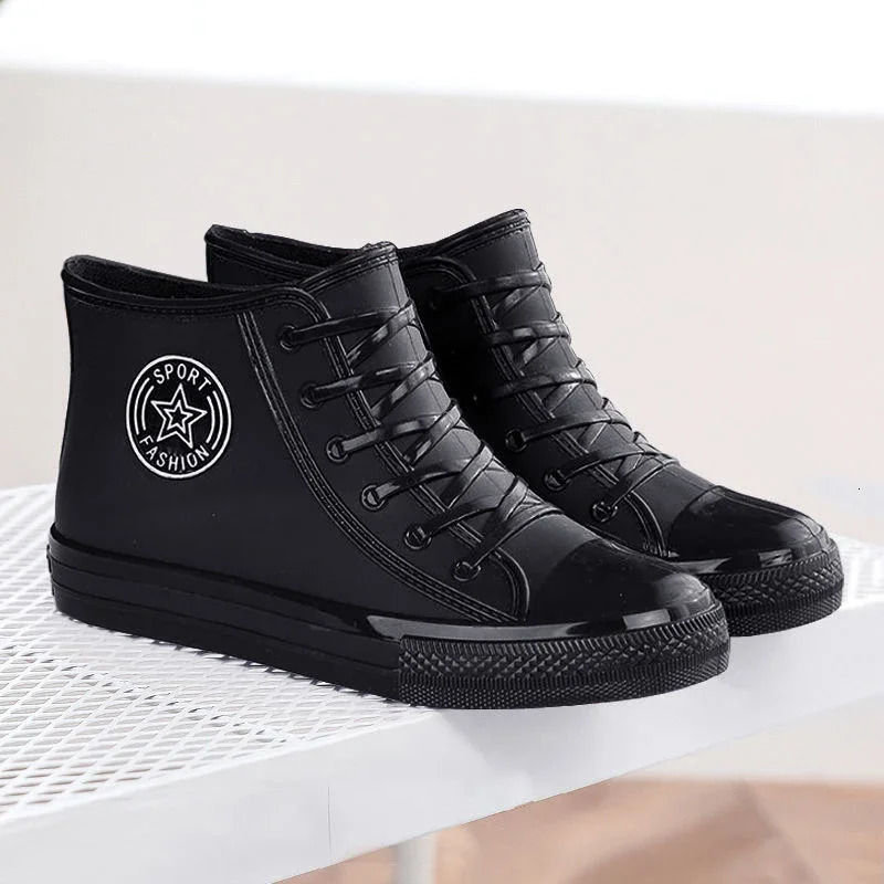 Winter wool lined warm short tube rain boots for women anti slip and fashionable outdoor rubber shoes waterproof 250317