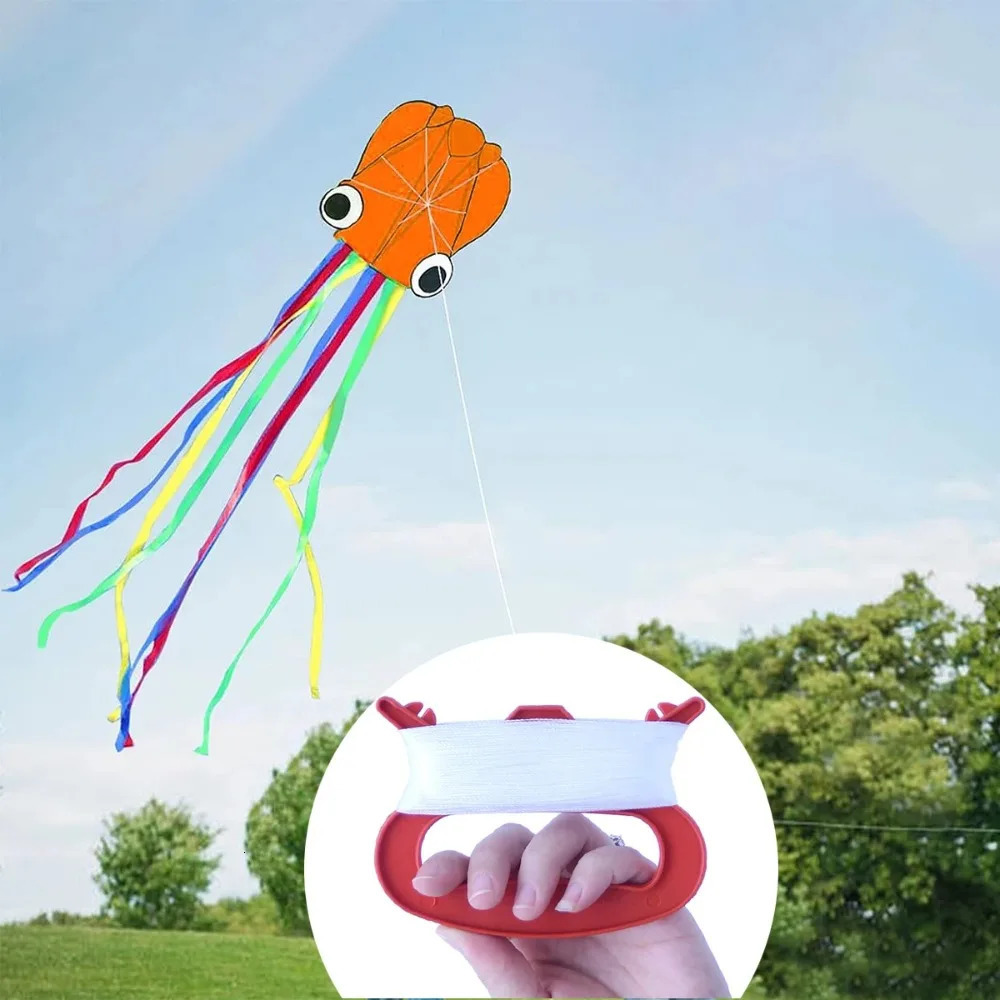 Orange 3D Octopus Kite Arrives 4m Giant Good Flying Soft DIY Toy Childrens Friends Game 250321