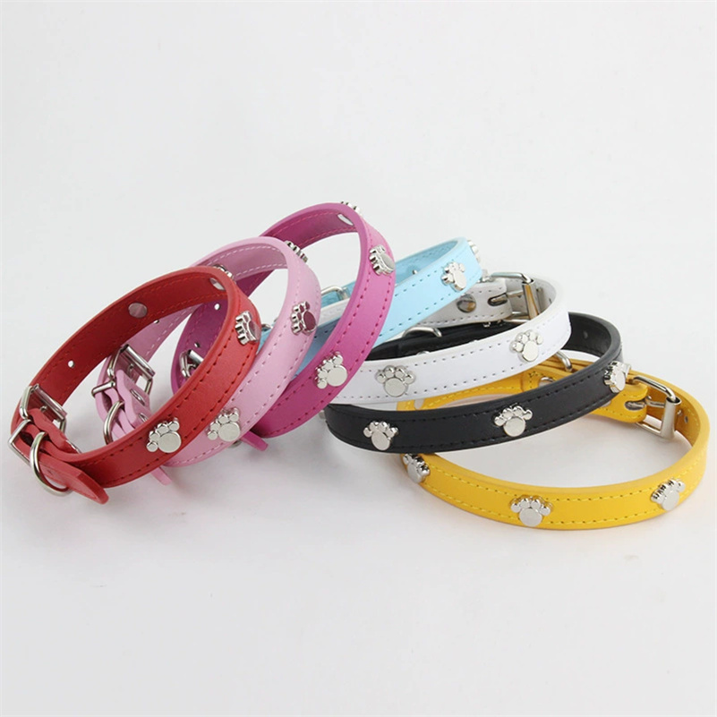 Cat Collar Pet Foot Shape Collar Pet Necklacce Soft PU Stretch Pet Kitten Collars Adjustable