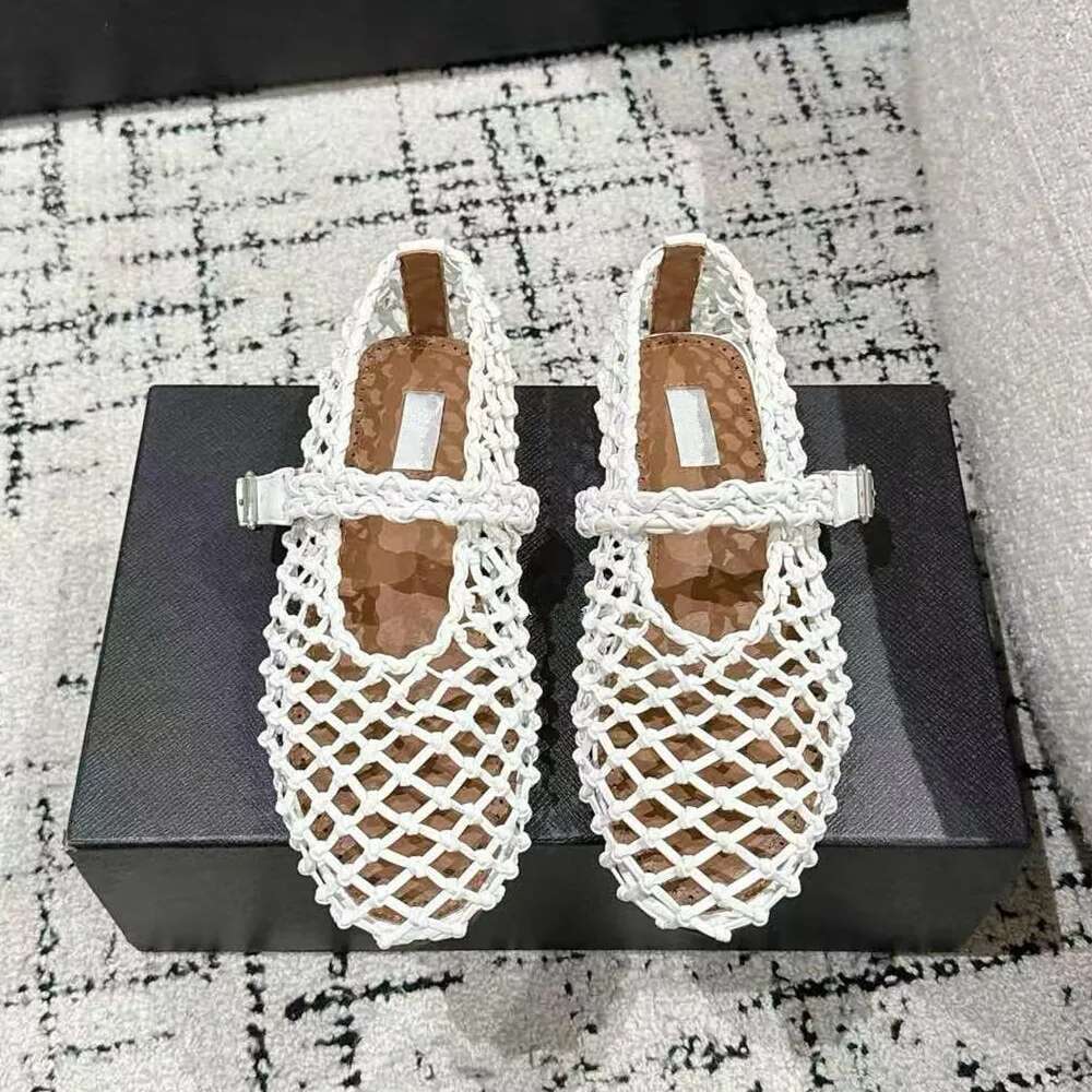 2025 Summer Ballet Mary Jane Women's Flat Bottom Mesh Fishing Net Hollow Single Shoes Sandals