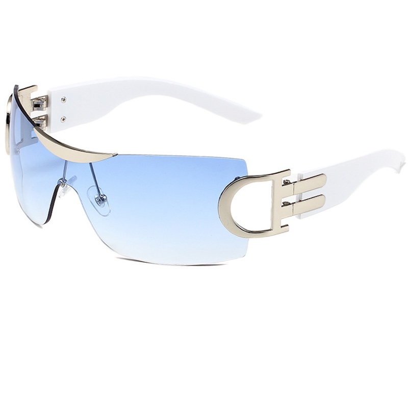 Luxury Sunglasses Y2K Vintage Gradient Women Style Sun Glasses Steampunk Rimless Pilot Goggles Uv400 Glasses for Spicy Girls Cycling One-Piece Punk Br