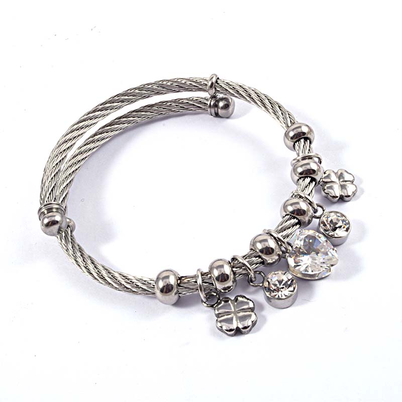 New Fashion Women Girls Silver Gold Stainless Steel Round Green Letter Black Chain Bracelets Jewelry A Gift