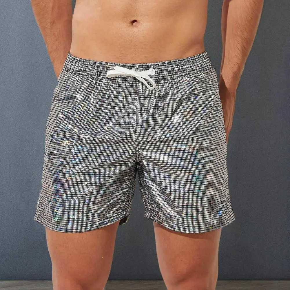 Mens fitness jogging boxing shorts shiny underwear muscle mens stretch beach shorts sportswear shorts W250324