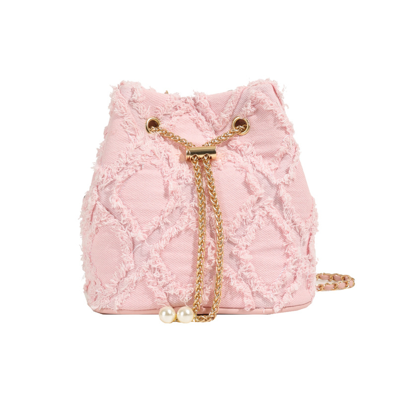 Denim bag Summer patchwork one-shoulder bucket bag for women crossbody 2025