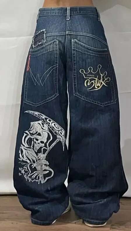 bestselling vintage personalized printed jeans Punk Hip Hop Goth loose straight denim street wear