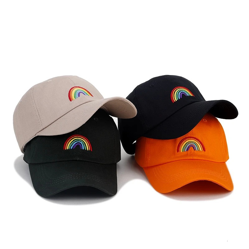 Neutral baseball cap rainbow embroidered sports cap mens fashionable cap womens streetwear dad cap 250320