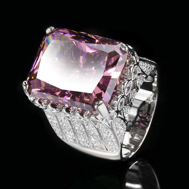 Autumn and Winter New Zhuangsheng Jewelry Copper Bottom Gold Plated Simulation Redion Cut Square Diamond Closed End Ring Main Stone 15 * 20