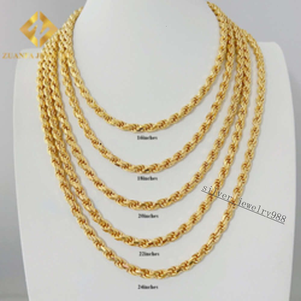 Mens Italian Heavy Chain 925 Sterling Silver Moissanite Diamond Cut 6mm Width Rope Chain Necklace for Men