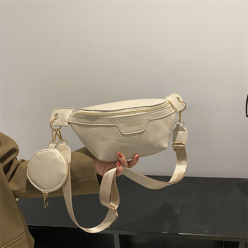 Large capacity underarm bag new fashion niche wide shoulder strap crossbody bag casual zipper casual texture