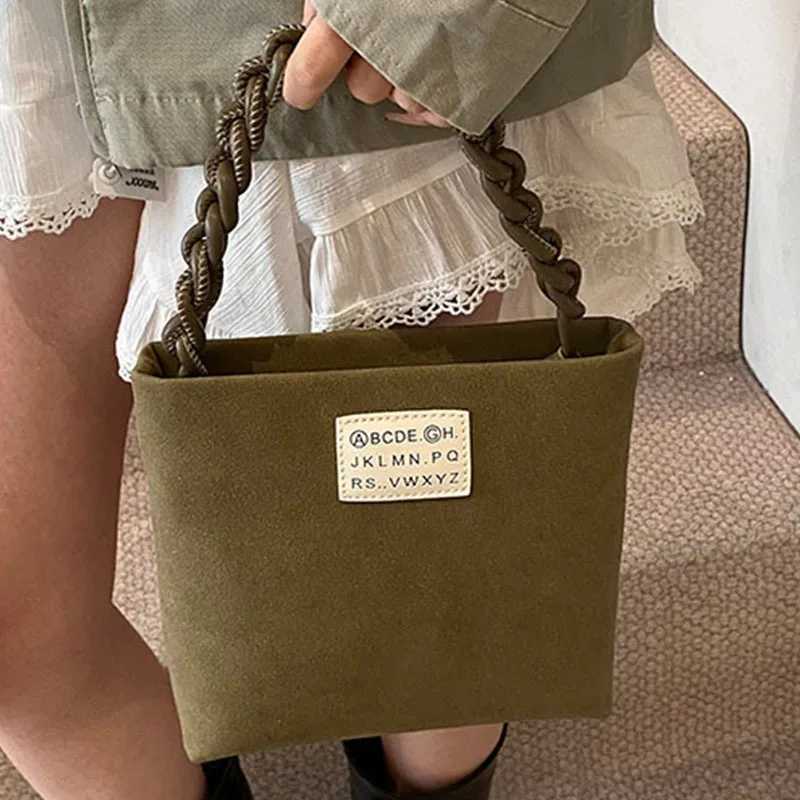 Luxury Designer Faux Suede Womens Handbag Retro Crossbody Bag Bucket Tote Y250324