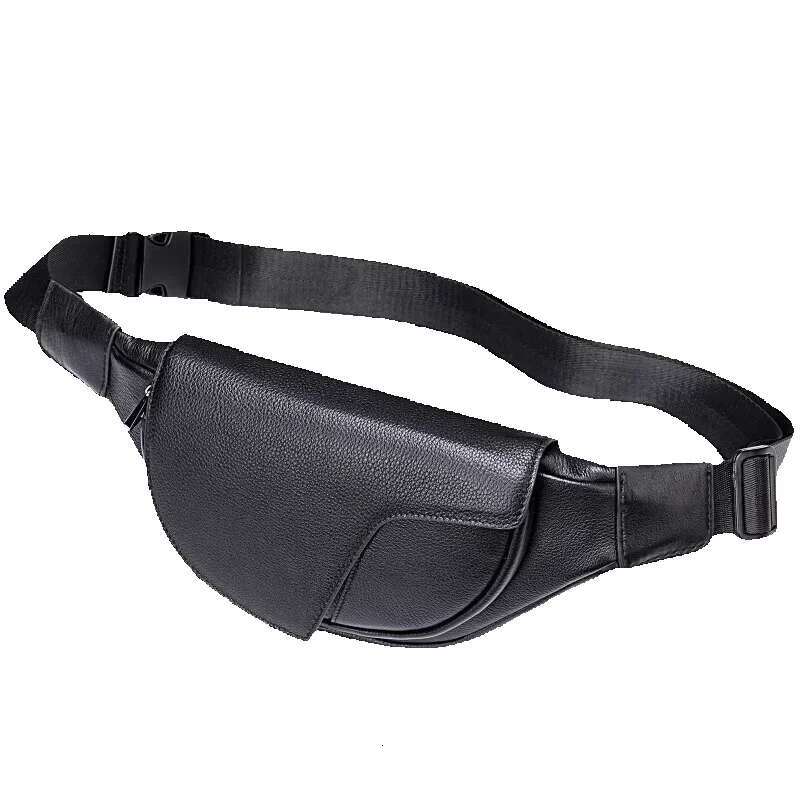 Casual Genuine Leather Men Women Chest Shoulder Bag First Layer Cowhide Waist Pack Unisex Sg Crossbody Bags