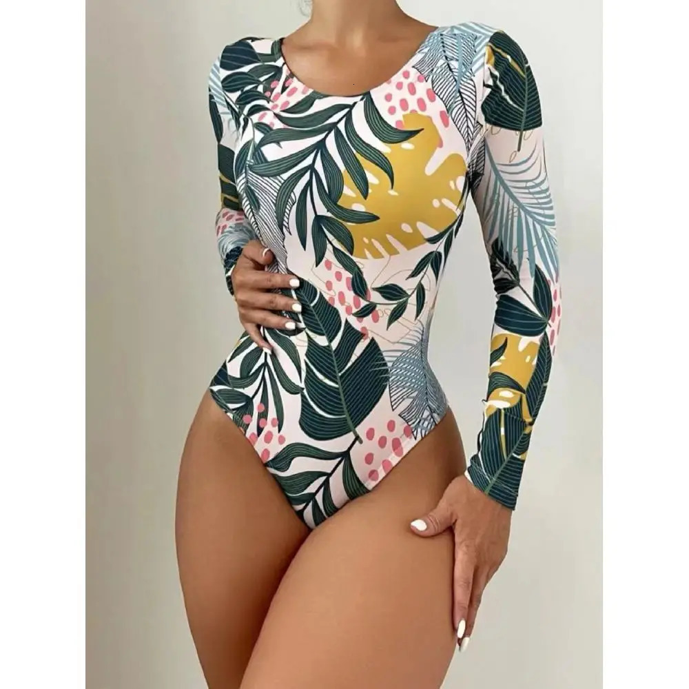 Cikini long sleeved womens swimsuit printed diving suit snorkeling summer beach bathroom set 250321
