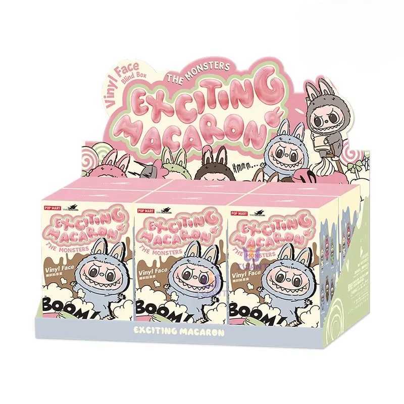 Real Labubu Exciting Macarons Series Blind Box Trend Game Heartbeat Vinyl Base Doll Mystery Box Series Model Toy GiftT250325