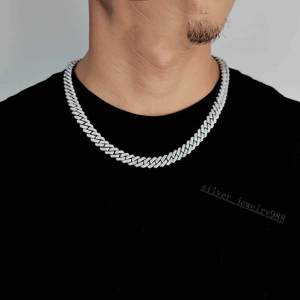 High Quality Mens Hip Hop Jewelry 925 Sterling Silver Vvs Moissanite Cuban Link Chain Pass Diamond Tester Iced Out Necklace