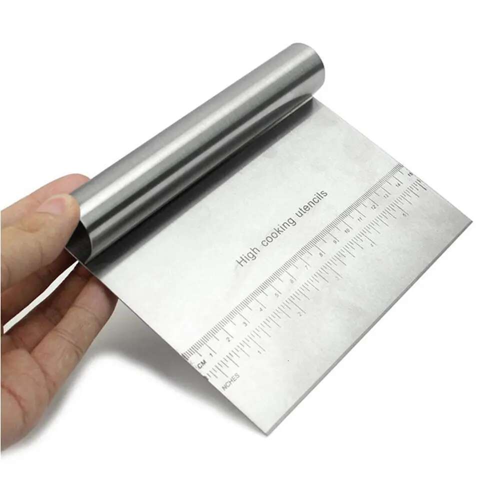 Stainless Steel Dough Pastry Scraper Pizza Cutter Chopper with Measuring Multipurpose Cake Bread Separator Scale Knife