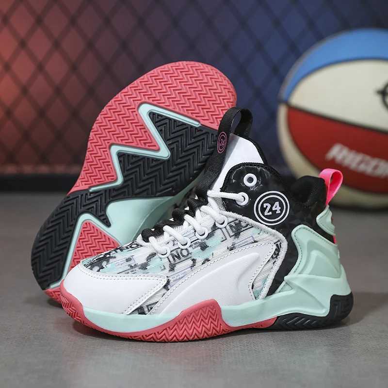 Hot selling childrens basketball shoes spring soft childrens mesh lace sports shoes fashionable anti slip outdoor fitness shoes W250324