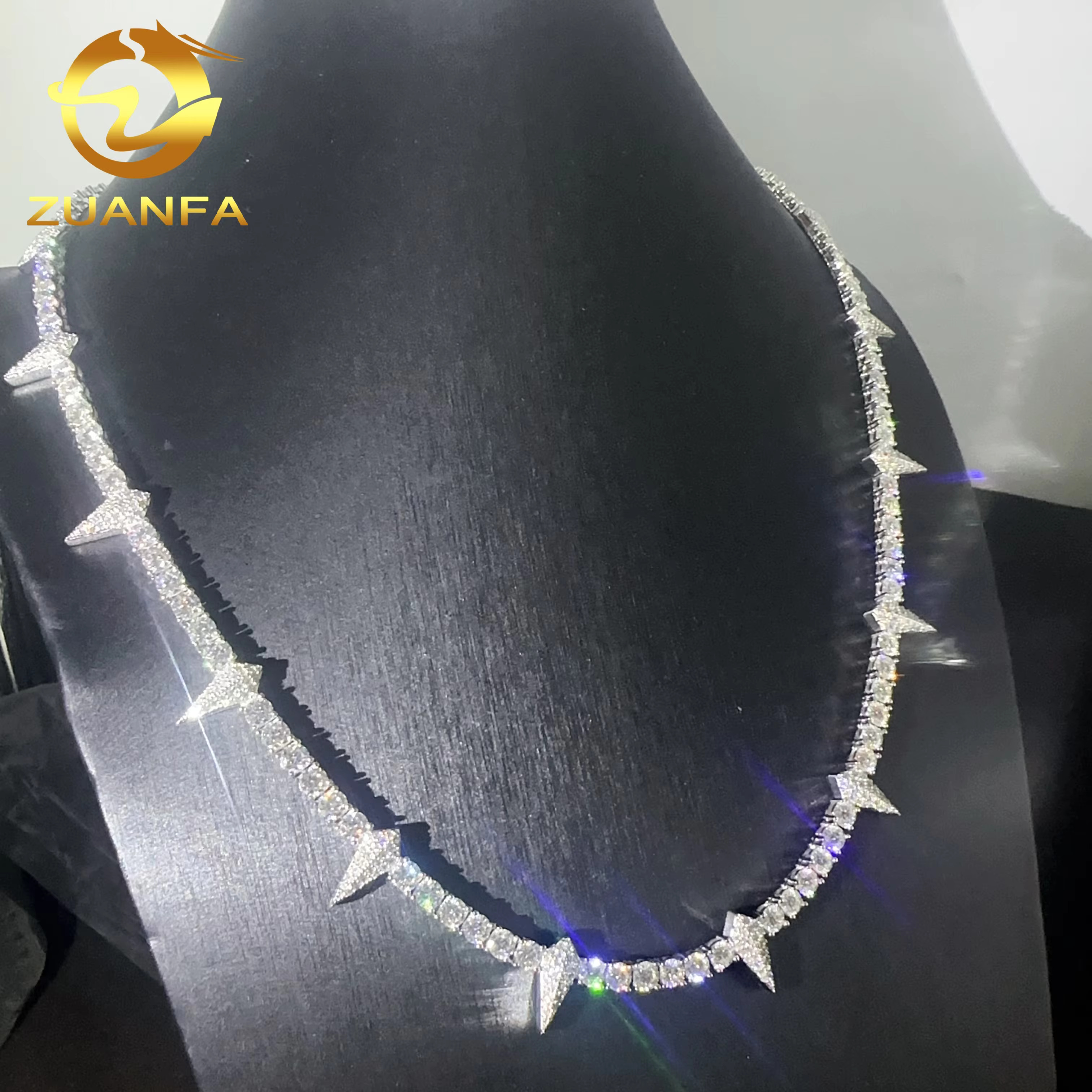 Fashion Design Tennis Necklace Sterling Silver 925 3mm 4mm Width Vvs Moissanite Iced Out Jewelry Hip Hop Diamond Tennis Chain