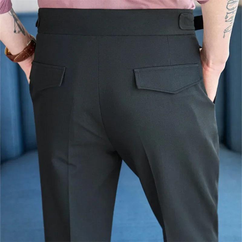 Spring Autumn Smart Casual Suit Pants Men Solid Color Slim Fit Office Fomal Wedding Party Dress Pants Mens White Suit Trousers 250325