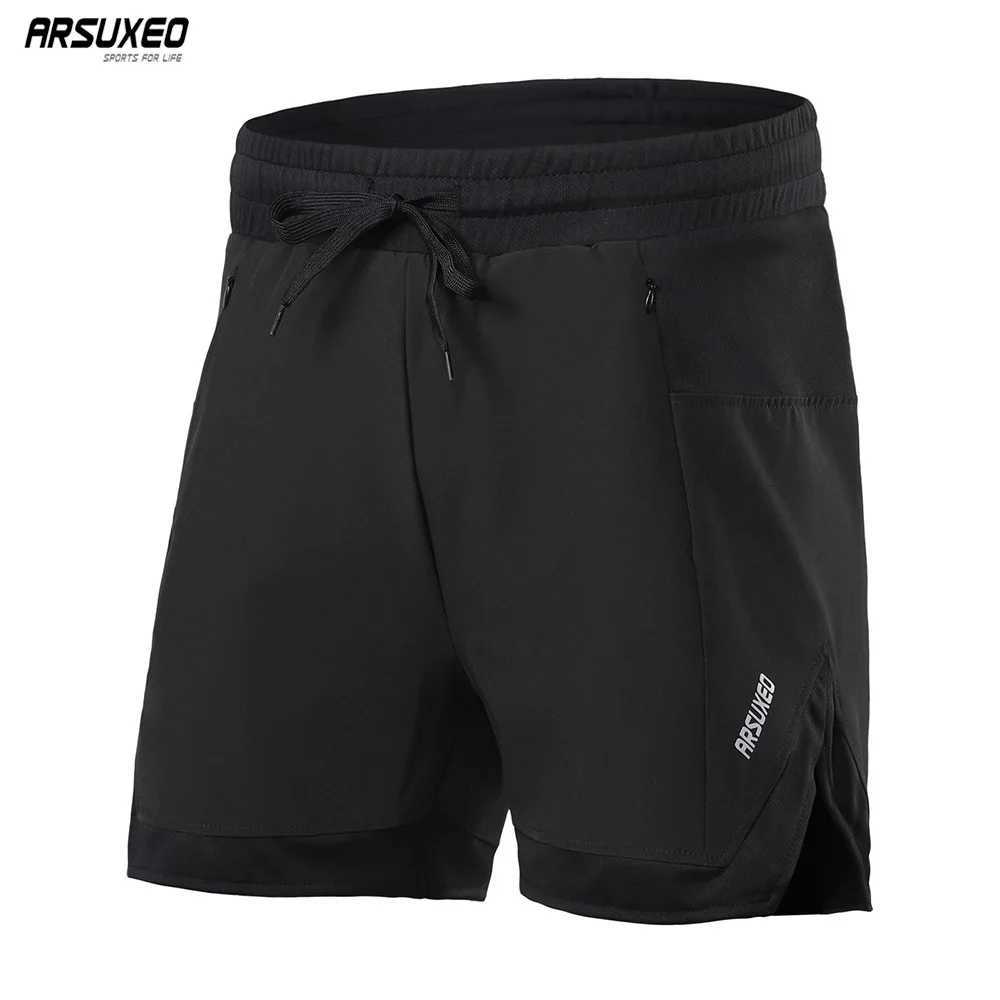 ARSUHEO Mens Running Sprint Inner Lining Exercise Training 2-inch Zipper Pocket Slow Running Fitness Dry Fitness B2 W250324