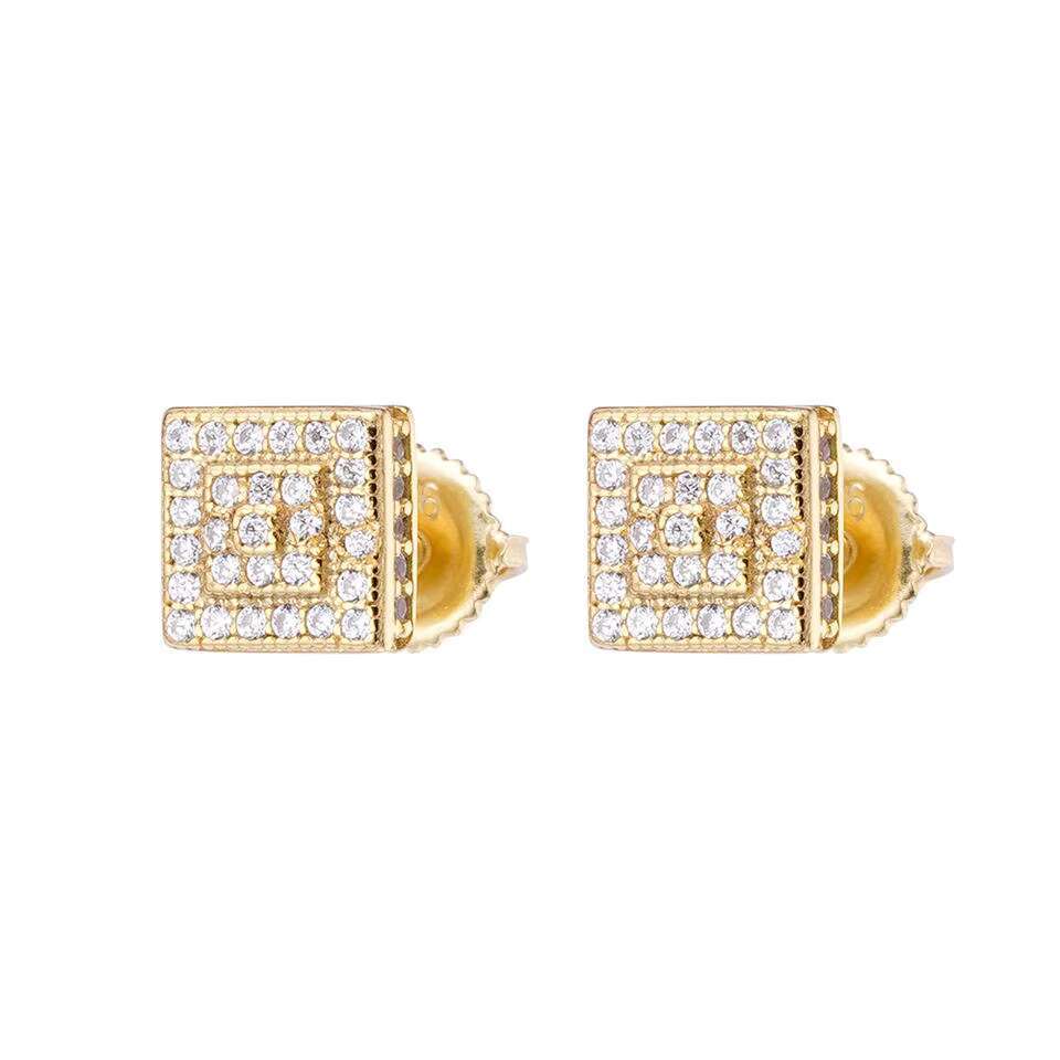 High Quality Custom Moissanite Earing Men 925 Sterling Silver Jewelry Zircon Gold Plated Stud Earrings for Men