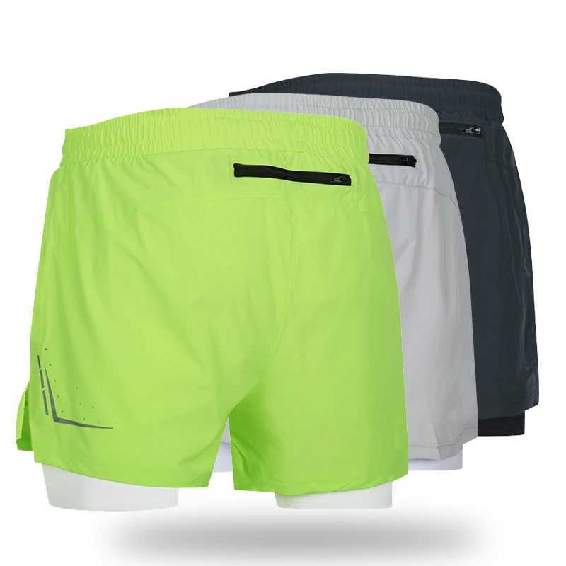 (XS-3XL) Mens Breathable Sports Shorts Marathon Running Loose Fitness Athlete Quick Drying Double Layer Fitness Shorts with Pockets W250324