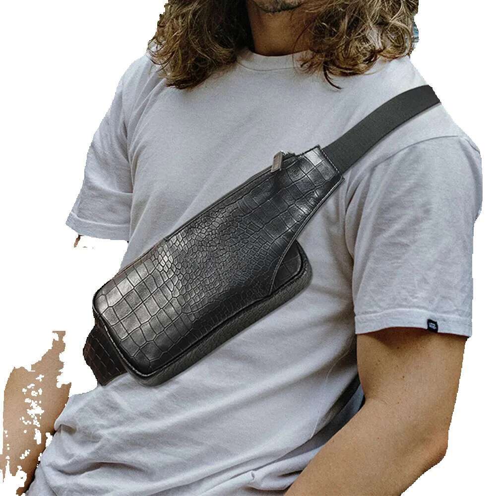 JOYIR Men Genuine Leather Chest Pack Casual Shoulder Bag Multifunction Crossbody For Male Fashion Travel Sg Bags