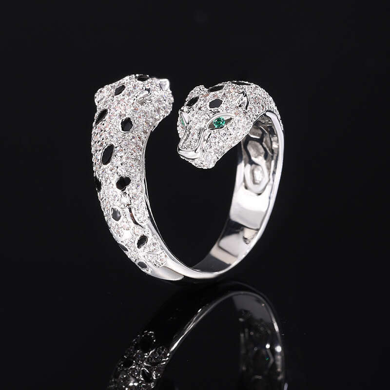 2024 New Zhuangsheng Jewelry Leopard Ring Fashion Personality Exaggerated Diamond Set