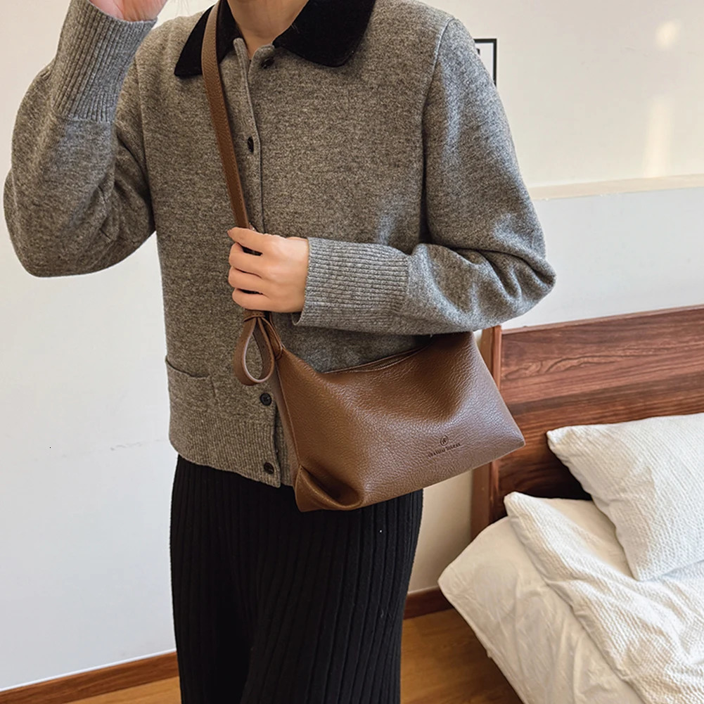 Women All-Match Crescent Bag Large Capacity Simple Shoulder Bag PU Leather Casual Sling Bag Date Party Bag 250324