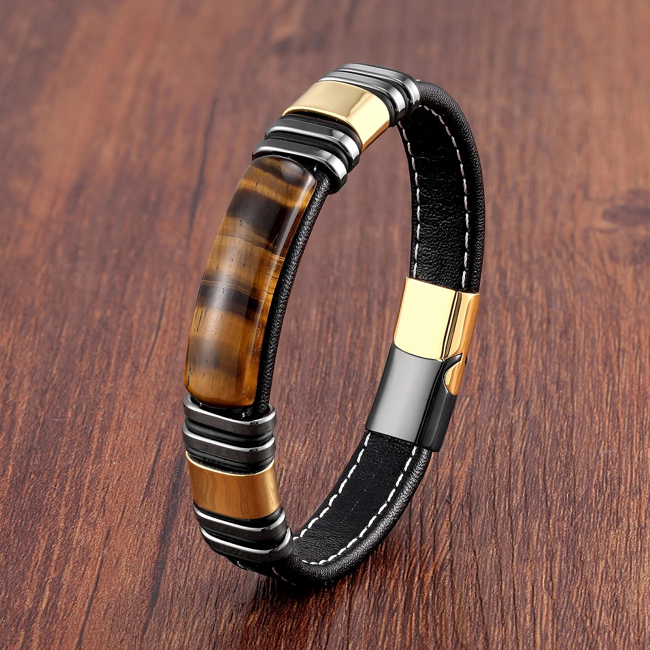 100% Natural Arc Tiger Eye Bracelet For Men Charm Stainless Steel Accessories Bangles Women Bracelet Fashion Jewelry Gifts 250318
