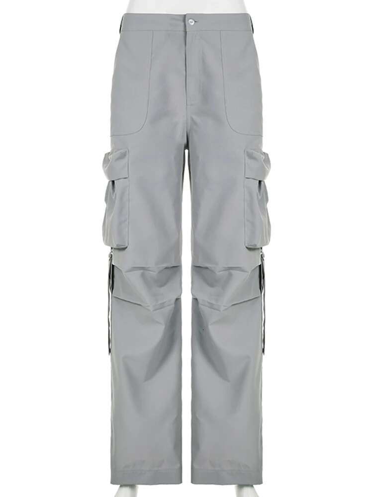 Rockmore Cargos Style Parachute Pants Low Waist Women Joggers Haruku Pockets Baggy Wide Leg Trousers Y2k Streetwear Casual
