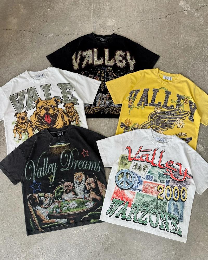 Designer Men's T Shirts Vally American Drop Animal Print Short Sleeve Harajuku Gothic Graphic Madam Top Street T-shirts Fashion Men Women Clothes