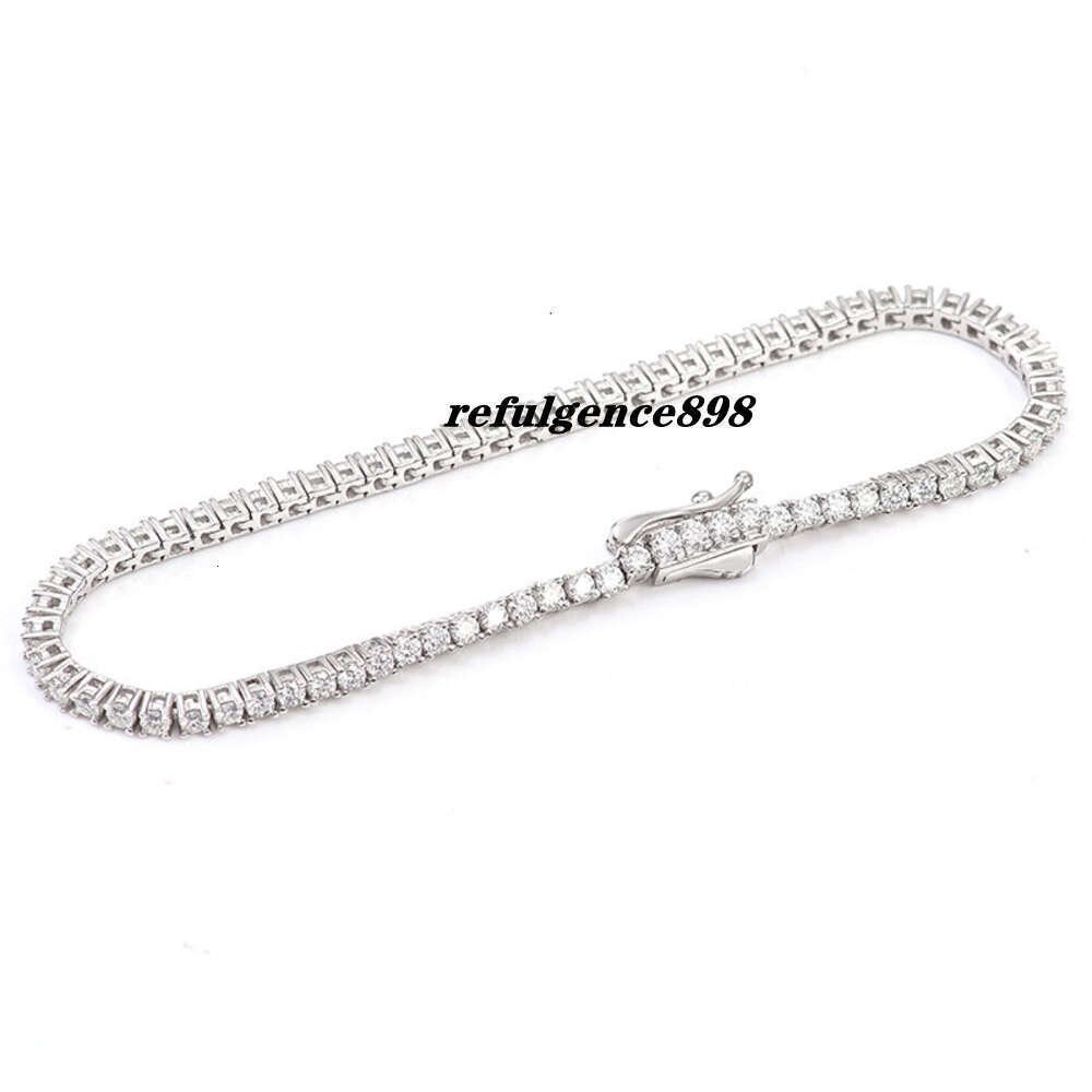 Real 10K 14K Solid Gold Moissanite Diamond Men Women 2Mm Clover Femme GRC Certificate Tennis Bracelet