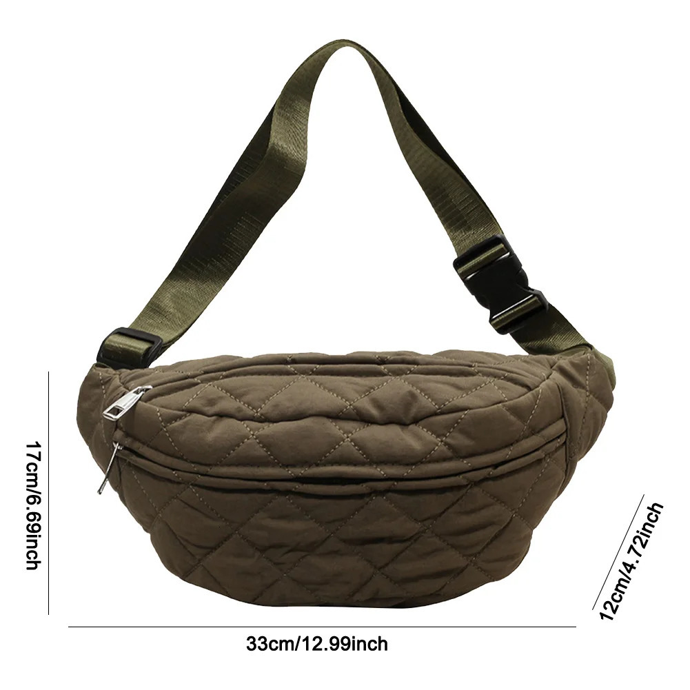 Quilted Waist Bag Stylish Waist Pack Adjustable Strap Crossbody Sling Bag Large Capacity Soft Bum Bag Zip Closure Chic Hobo Bag 250324
