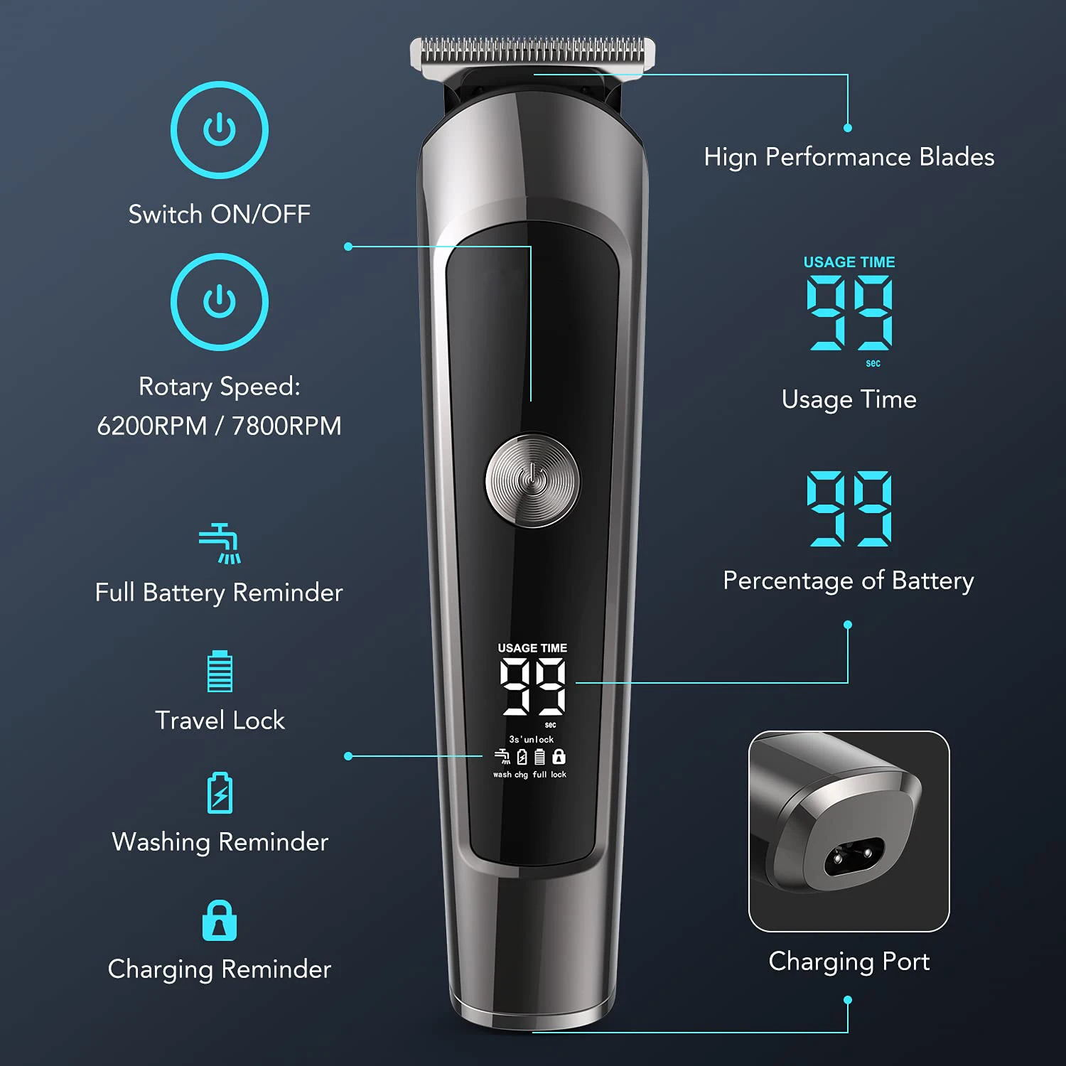 Surker 6 In 1 Multifunctional Hair Electric Trimmer Mens Facial Body Shaver Waterproof Hair Clipper USB Machine FK8788 250325