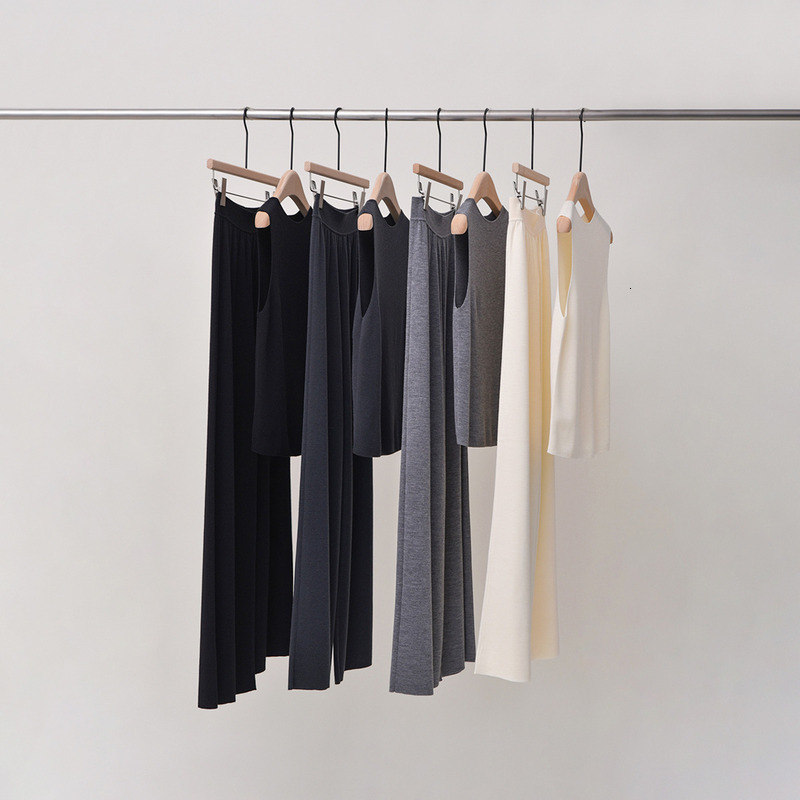Pinrong Slimming Suit Women's Yangtze Pure Wool Sweater Vest Sleeveless Loose Length High Waist Straight Wide Leg Pants