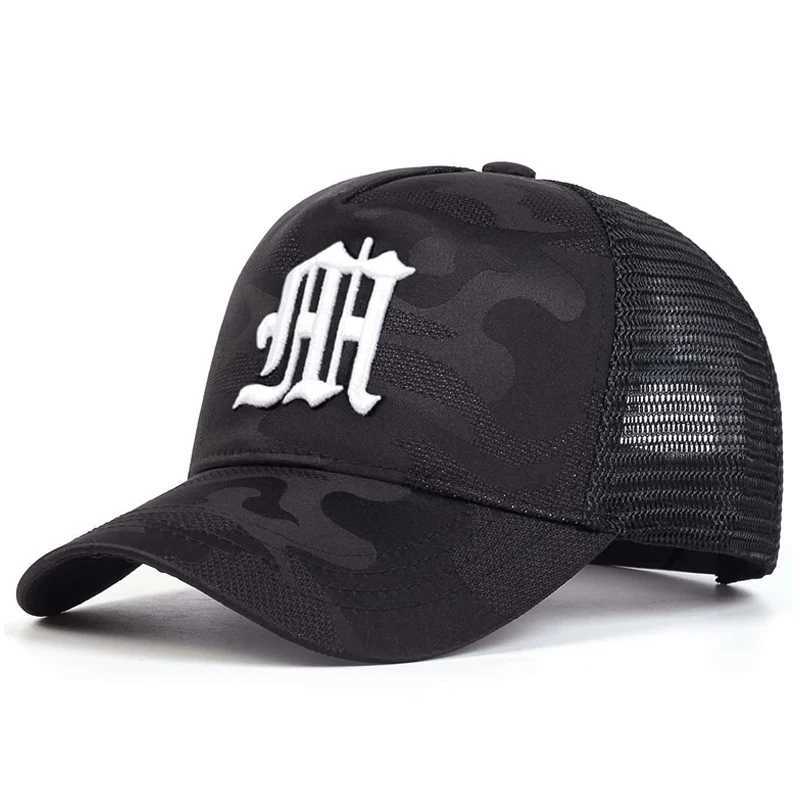 Fashionable M-letter camouflage embroidered baseball net hat spring and summer outdoor adjustable casual hat sun protection hatXJ250325