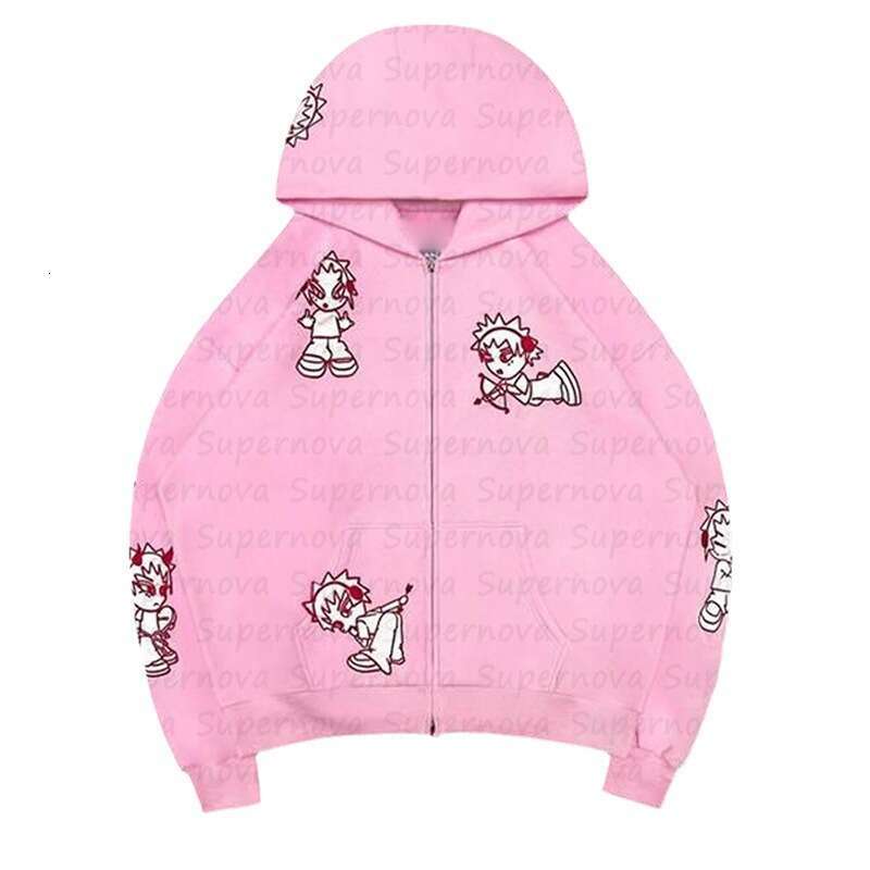 High Trendy Street Casual Hip Hop Zipper Coat Autumn/Winter New Embroidered Sweater Cardigan Top