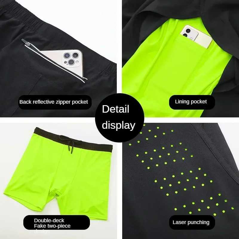 Summer 2 pieces of jogging clothing gym marathon running fitness beach shorts mens sports shirt double-layer training sports shorts W250324