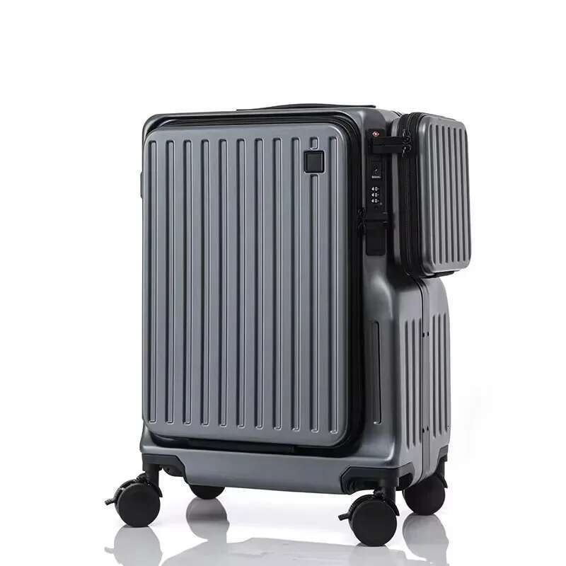 Multifunctional Carry on Suitcase Front Opening Laptop Boarding USB Charging Trolley Case 20 Inch ABS + PC Travel Lage