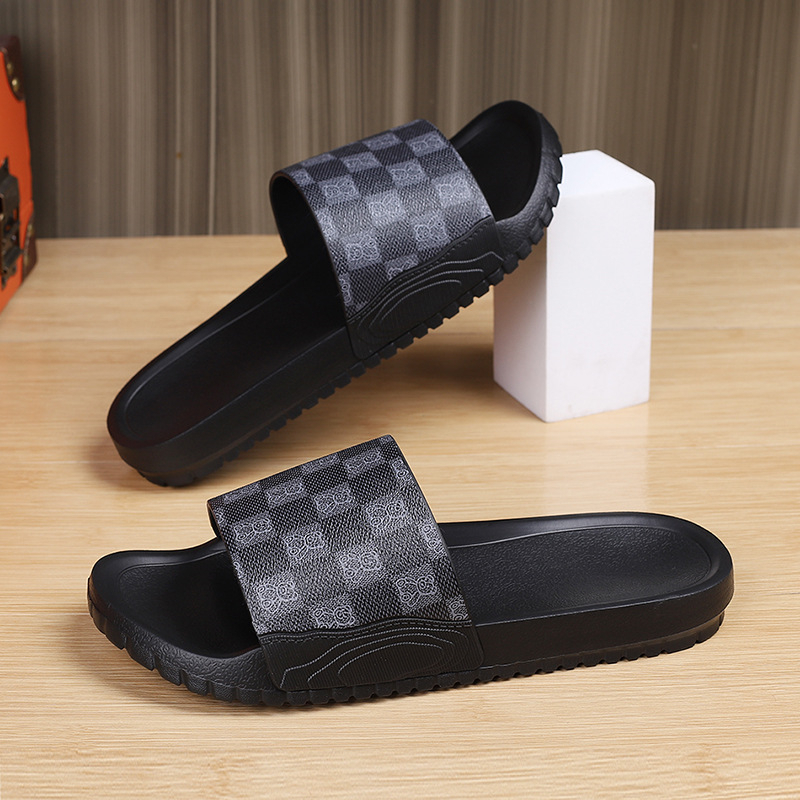 free shipping designer Slippers for men new summer casual classic outdoor Plaid Print Scuffs